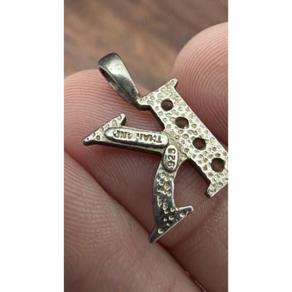 Vintage Sterling Silver Letter K Initial Pendant CZ Stones Hallmark 925 - Picture 6 of 12